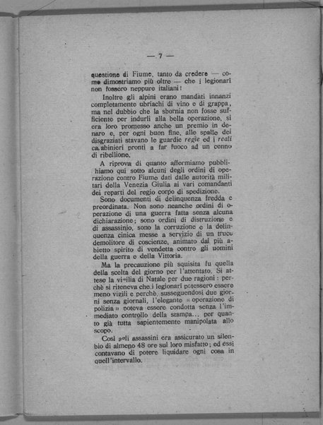 L'assasinio di Fiume. Narrazione documentata delle giornate sanguinose del Natale fiumano